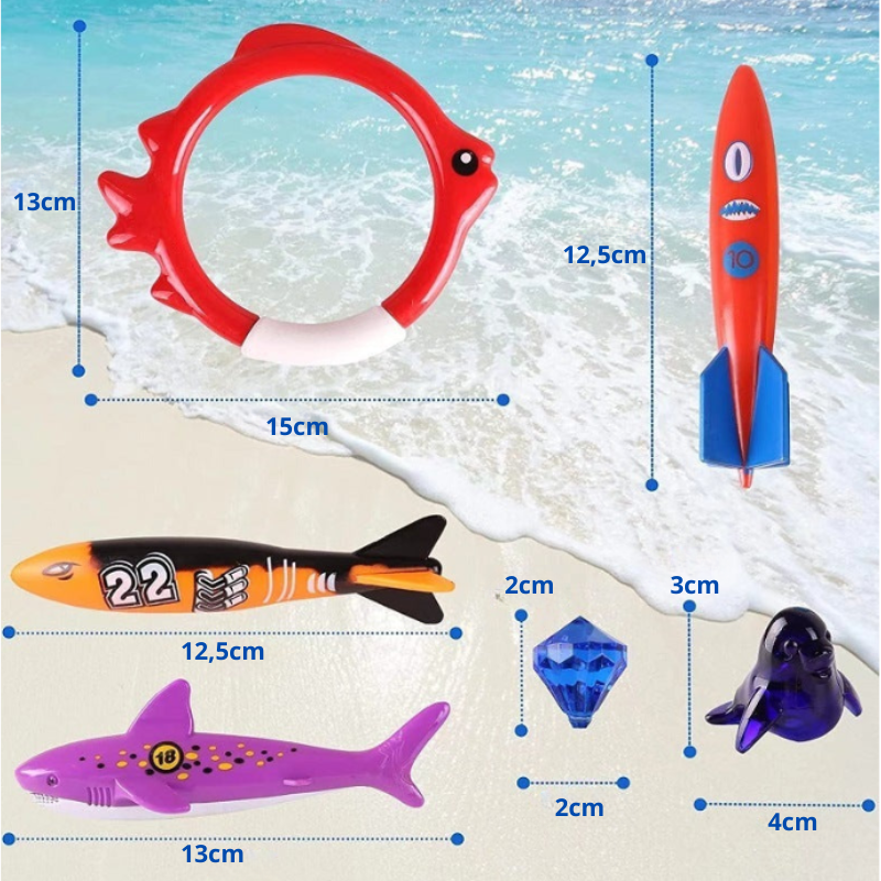 Dykleksaker 20-pack Barns Skattjaktleksaker för Simbassäng