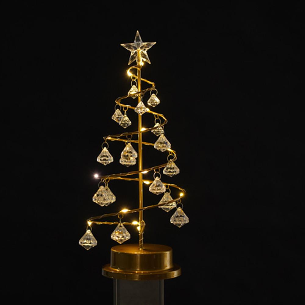 LED-jullampa i form av julgran – Kristalldiamant-julgransbelysning – Dekorativ nattlampa – Elegant julgranslampa & nattljus-dekoration