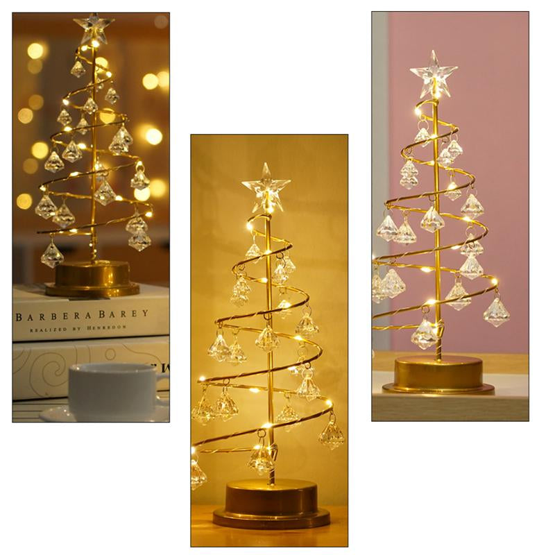 LED-jullampa i form av julgran – Kristalldiamant-julgransbelysning – Dekorativ nattlampa – Elegant julgranslampa & nattljus-dekoration