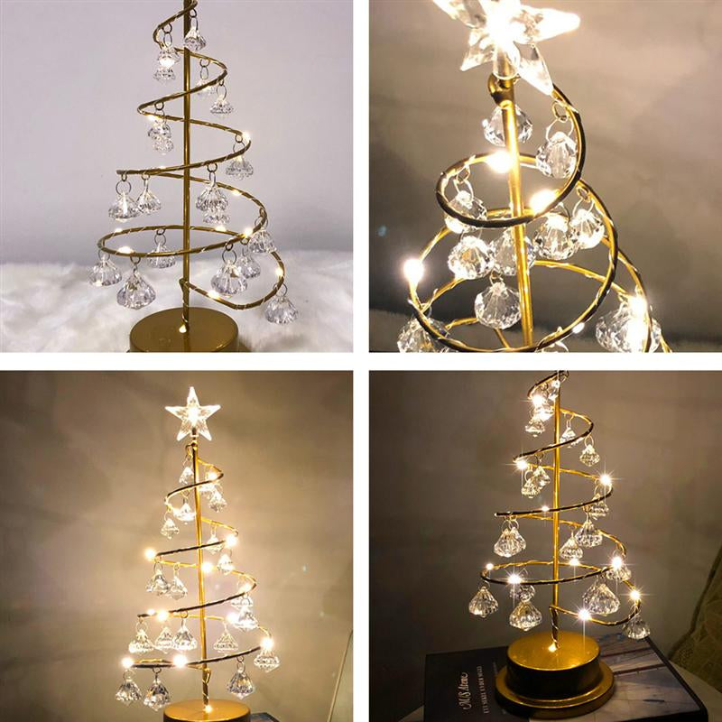 LED-jullampa i form av julgran – Kristalldiamant-julgransbelysning – Dekorativ nattlampa – Elegant julgranslampa & nattljus-dekoration