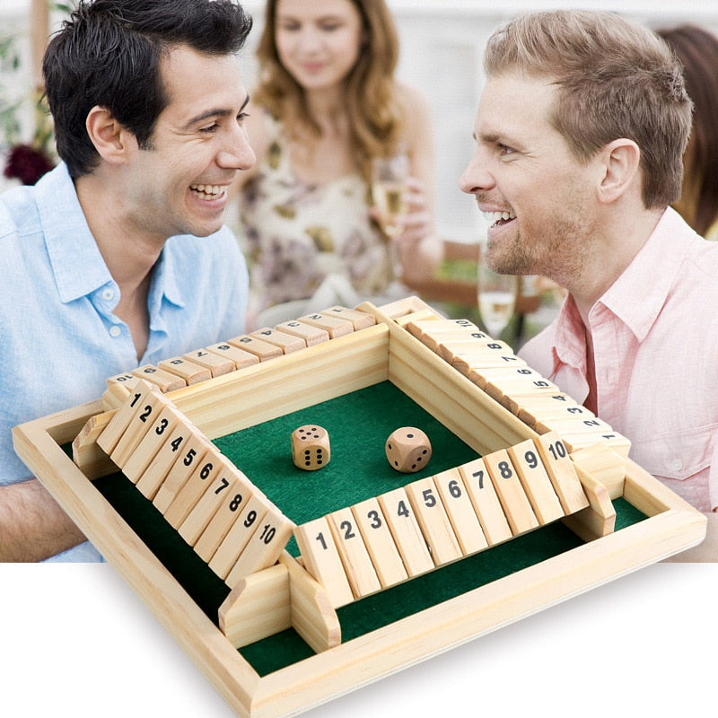 Lyxig fyrsidig "Shut the Box" speluppsättning med 10 siffror