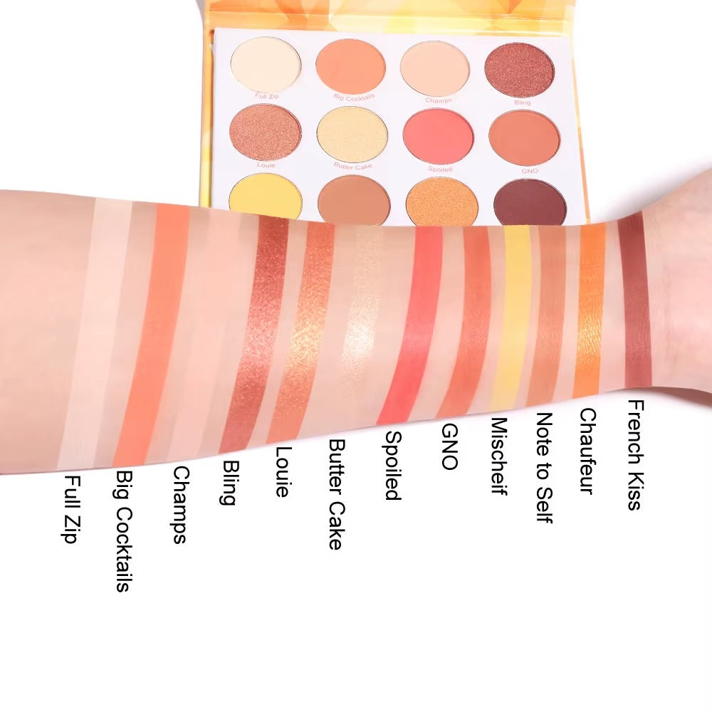 12 färger lila neonpigment matt ögonskuggspalett