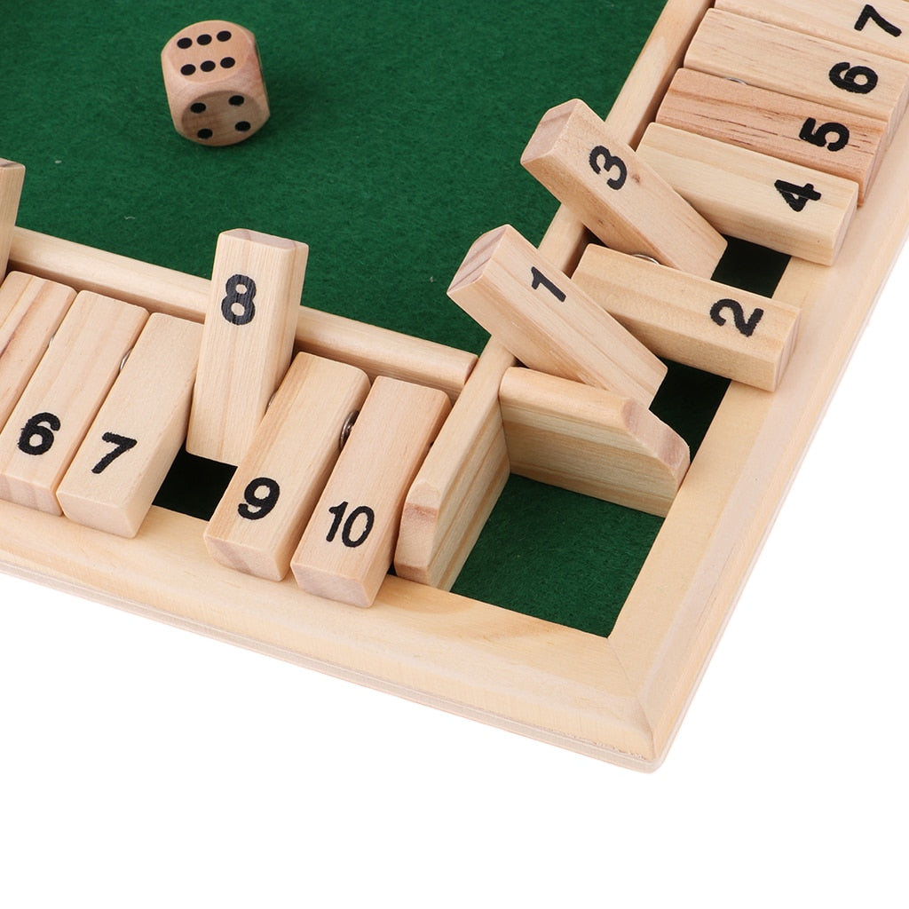 Lyxig fyrsidig "Shut the Box" speluppsättning med 10 siffror