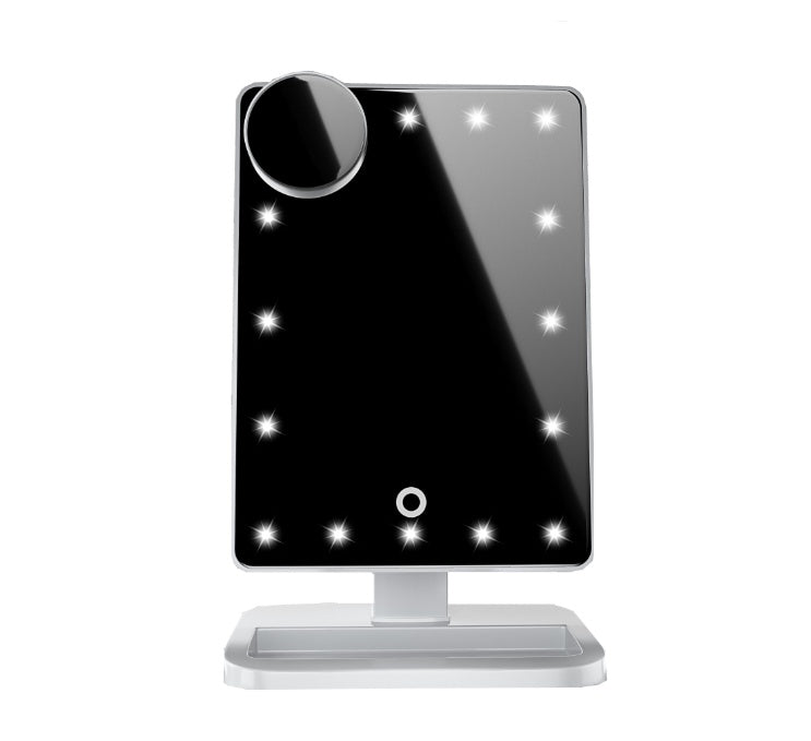 Multifunktionell Touch Sminkspegel med LED-belysning, Bluetooth & 10× Förstoringsspegel