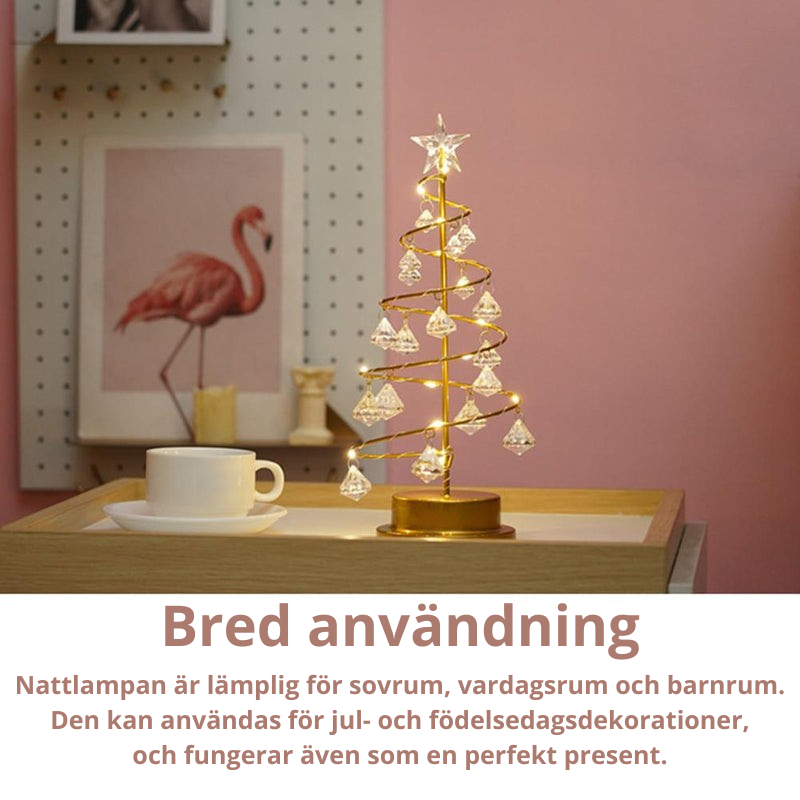 LED-jullampa i form av julgran – Kristalldiamant-julgransbelysning – Dekorativ nattlampa – Elegant julgranslampa & nattljus-dekoration