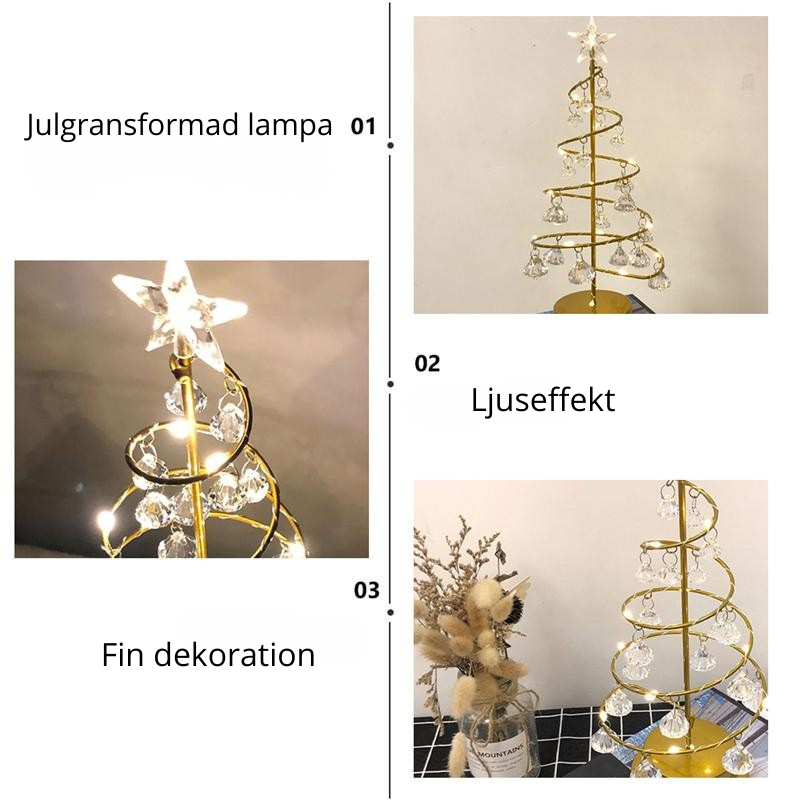 LED-jullampa i form av julgran – Kristalldiamant-julgransbelysning – Dekorativ nattlampa – Elegant julgranslampa & nattljus-dekoration