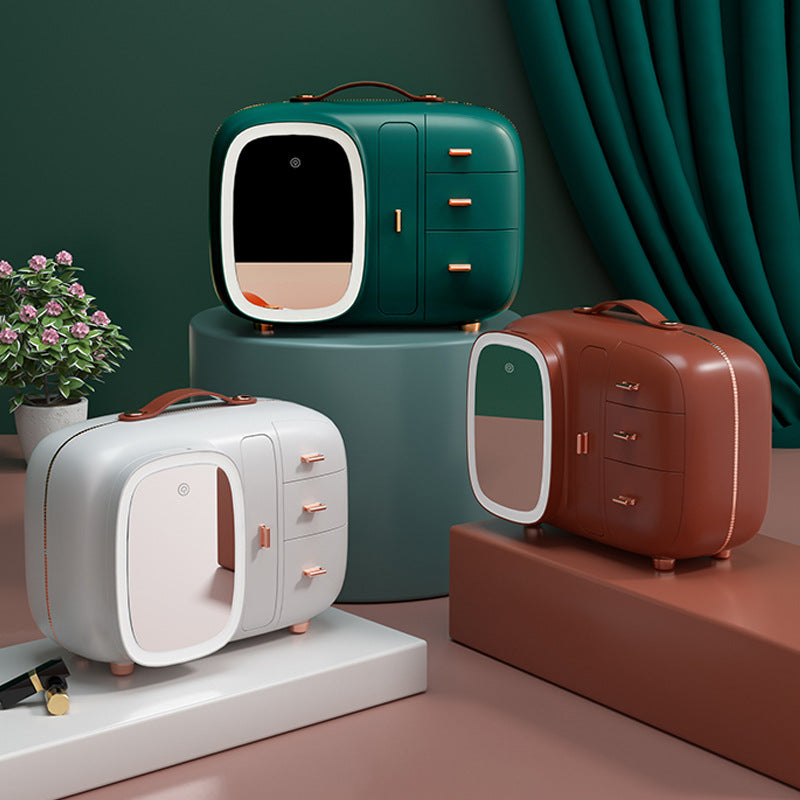 Sminkförvaringsbox, multifunktionell, dammtät med belysning