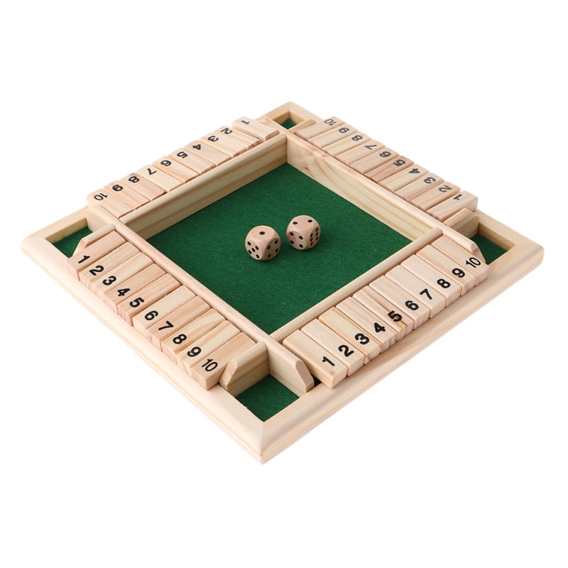 Lyxig fyrsidig "Shut the Box" speluppsättning med 10 siffror