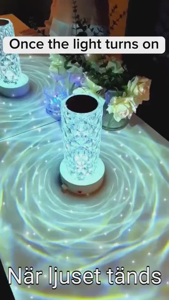 Bordlampa i rosenkristall med touch- och fjärrkontroll