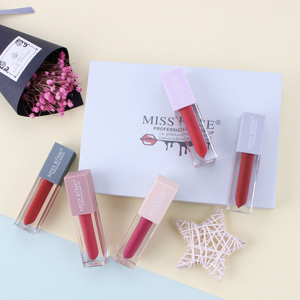 5 st Nude Läpprodukter – Långvariga & Vattentåliga Läppglans i Set