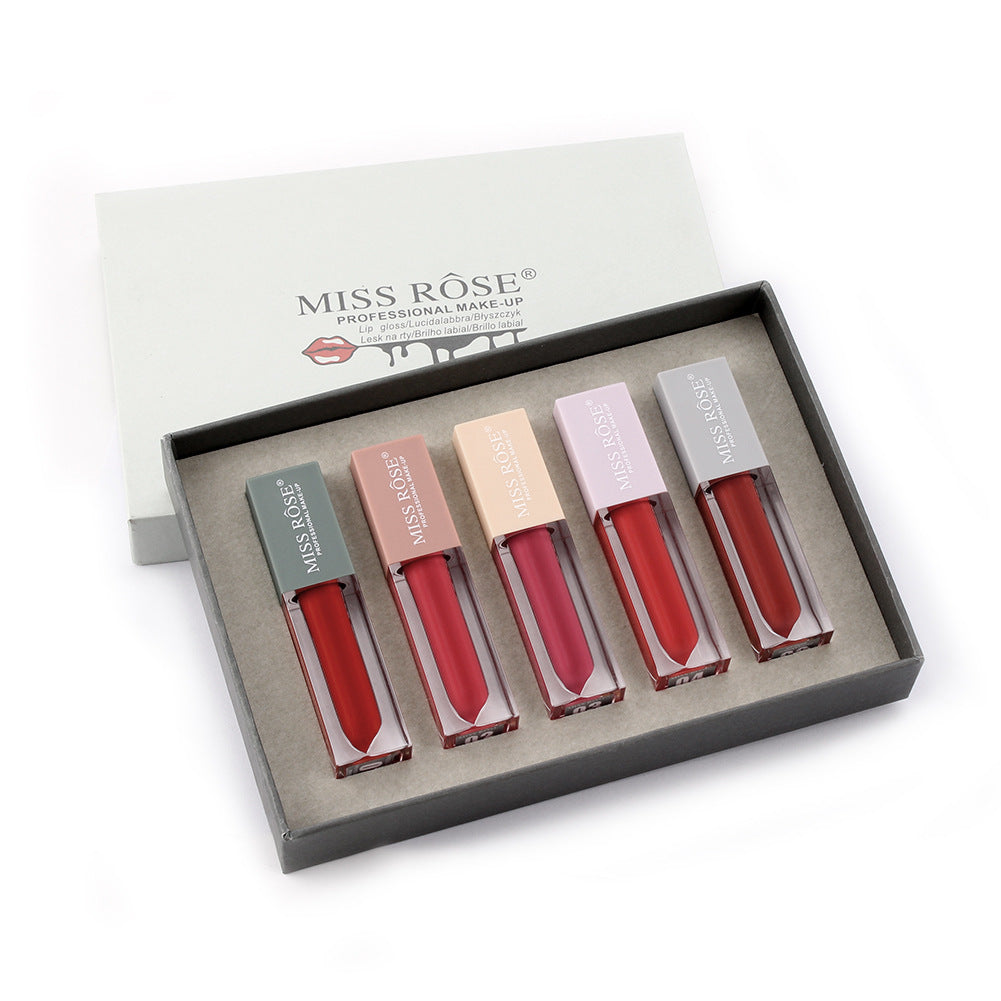 5 st Nude Läpprodukter – Långvariga & Vattentåliga Läppglans i Set